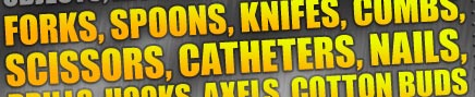 Our site has pictures with various objects, inserted in penis: forks, spoons, knifes, combs, scissors, catheters, nails, drills, hooks, axels, cotton buds and many other things. 