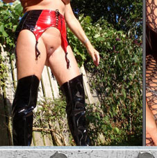 sharon sloane black latex stockings